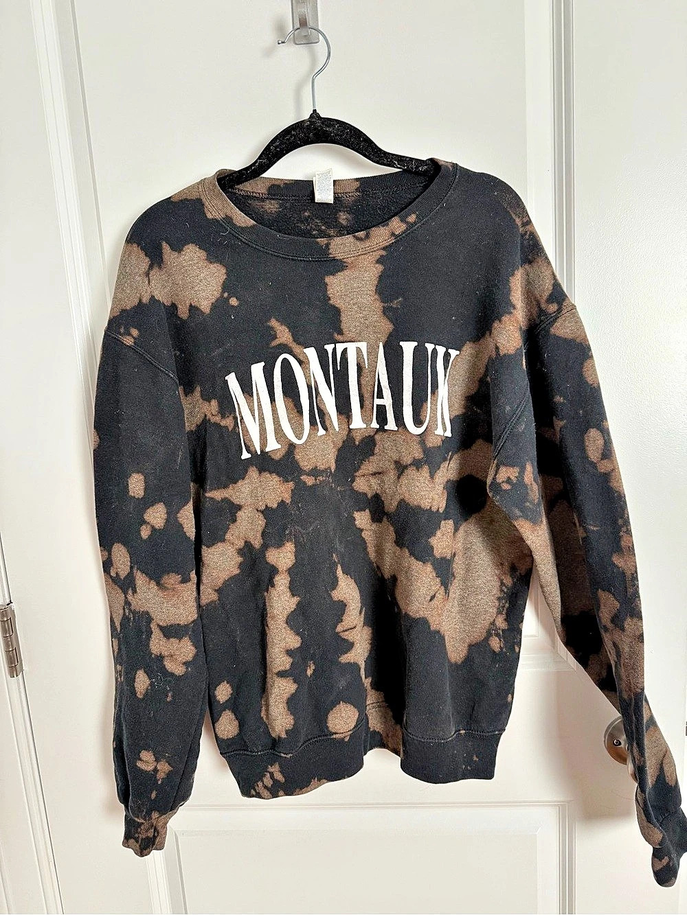 Jerzees Nublend Montauk Bleach Dye Sweatshirt Black & Brown Medium
